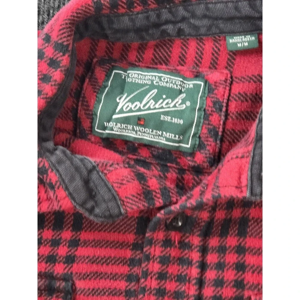 Woolrich Mens Medium Red Black Buffalo Check Plaid Flannel Shirt Workwear Soft M